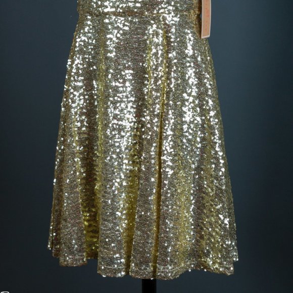 SOLD - Short Gold Sequin Evening Party Cocktail Pageant Dress NWT ~ M - Picture 5 of 17